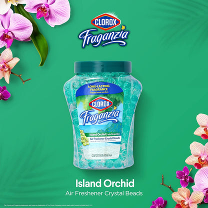 Clorox Fraganzia Crystal Beads Air Freshener, Long Lasting Room Deodorizer and Odor Eliminator Gel Beads to Freshen Home, Car, or Office, Fresh Ocean Breeze Scent, 12 Fl Oz - 2 Pack