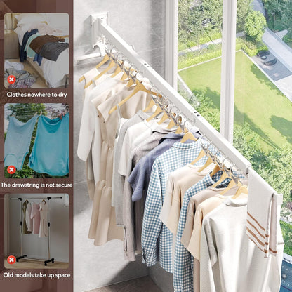 ZdwCyl Clothes Drying Rack Wall Mounted,Drying Rack Clothing,Clothes Hanging Rack,Retractable,Collapsible(Tri-Fold), White Color(Ring)