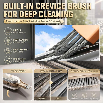 3-in-1 Double-Sided Window Screen Cleaning Brush - Sided Window Glass Cleaner,Built-in Crevice Brush, Multifunctional for Home, Office & Car Screens