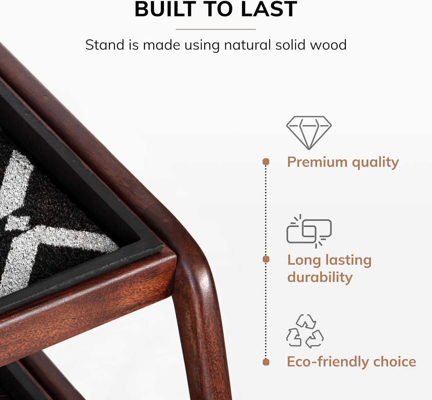 Anji Mountain Heavy Duty Waterproof Wooden Shoe Storage Mat Organizer/Boot Storage Tray Multi Use for Entryway with Coir, Gray and Ivory Insert, 1 Tier, Fits 2 Pair (26.5" Wide)