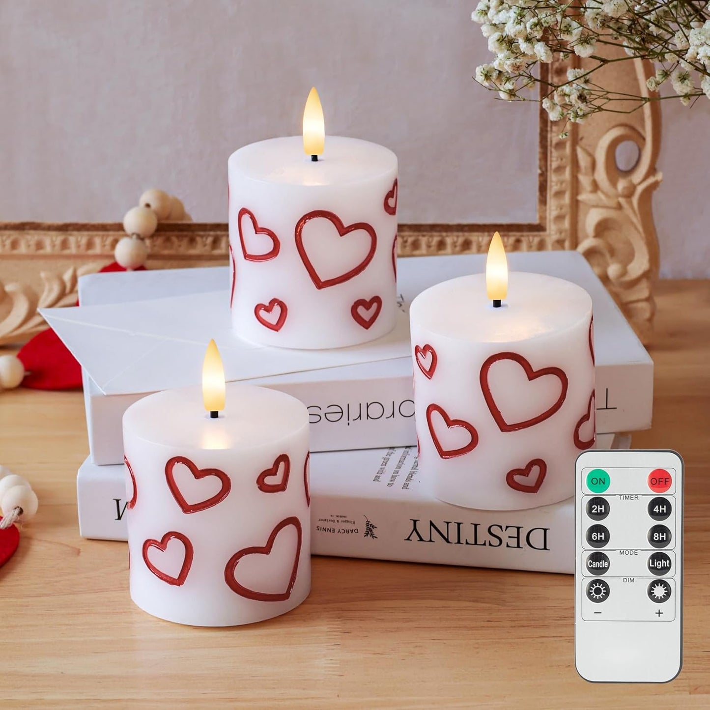 White Flameless Candles Set of 3 (3"x3") Battery Operated LED Pillar Candles with Remote and Timer, Real Wax Flickering Candles for Fireplace Bedroom Living Room Home Decor and Indoor Use