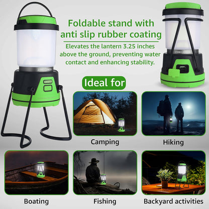 LED Camping Lantern Rechargeable, 1800LM, 4 Light Modes, 4400mAh Power Bank, IP44 Waterproof, Perfect Lantern Flashlight for Hurricane, Emergency, Power Outages, Home and More, USB Cable Included