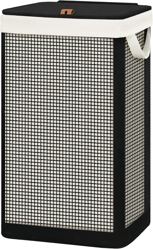 STO STO Laundry Hamper 3 Section with Lid, 180L Large 3 Compartment Laundry Sorter, Laundry Basket with Removable Washable Liner Bag, Breathable Clothes Hamper for Bedroom Bathroom Laundry Room Closet