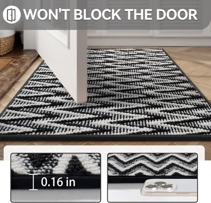 Door Mat 17"x30",Door Mat Indoor Entrance Dirt Resistant and Absorbent Non-Slip Rubber Backing Front Door Mats Washable Low-Profile Indoor Mats for Entryway, Inside Entrance Easy Clean Gray