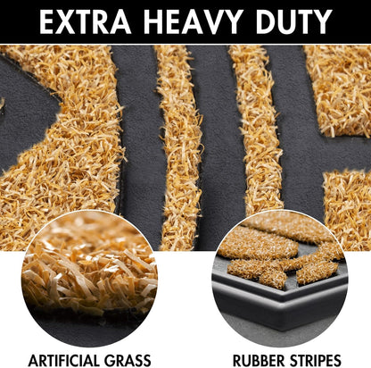 Mibao Front Door Mat Indoor Outdoor Entrance, Semicircular Entrance Mat, Half Round Waterproo Non-Slip Durable Rubber Door Mats, Low Profile Heavy Duty Doormat for Garage, Patio, 30" x 18", Yellow