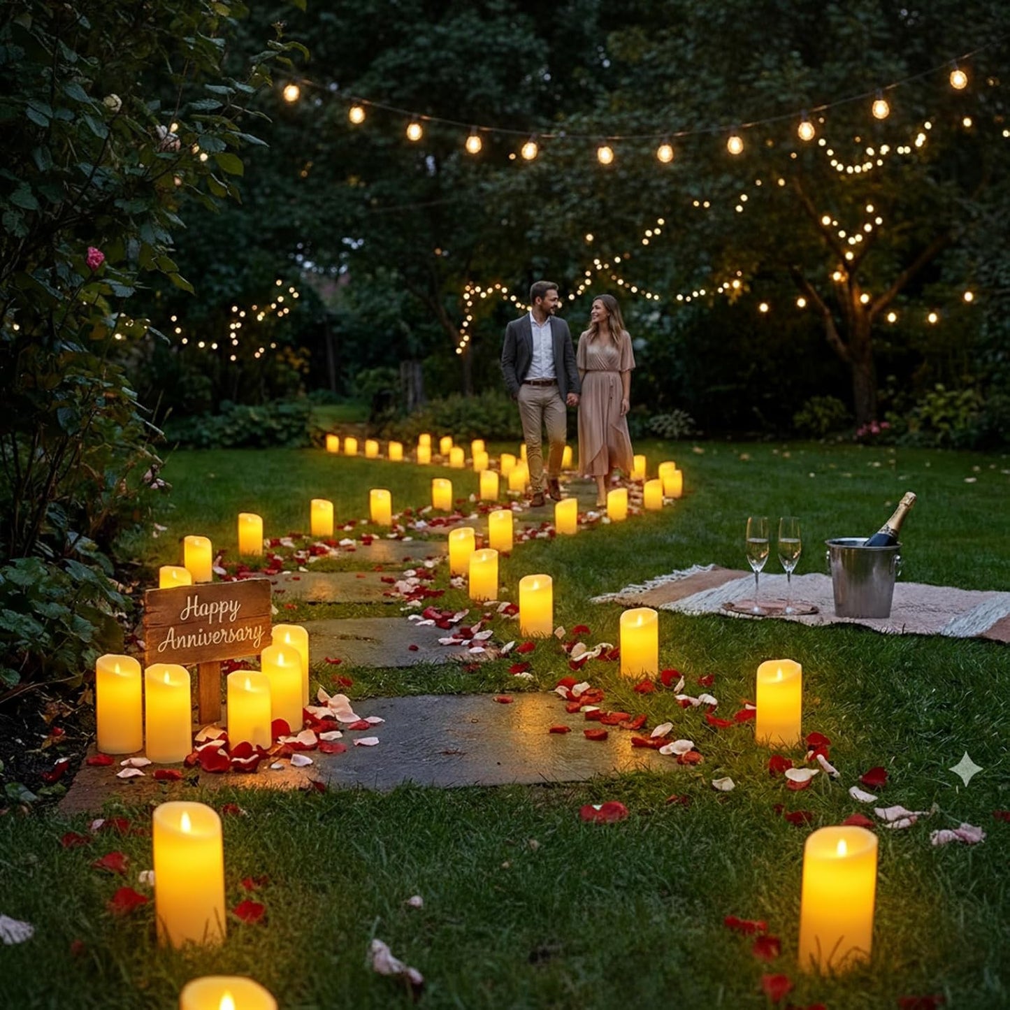 Outdoor Indoor Flameless Candles, Patented 3D Dual-LED, Set of 6 Slanted Top Durable Plastic Pillars with 2 Remotes & Timer, Non-Melting Waterproof Battery Candles for Patio Garden (Ivory)