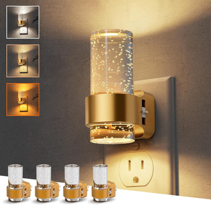 L LOHAS LED Night Light,Dimmable Night Lights Plug into Wall, 2 Pack Acrylic Nightlight with 0-100 LM Adjustable Brightness, 3000K Plug in Night Light with Dusk to Dawn Sensor, for Bathroom Hallway