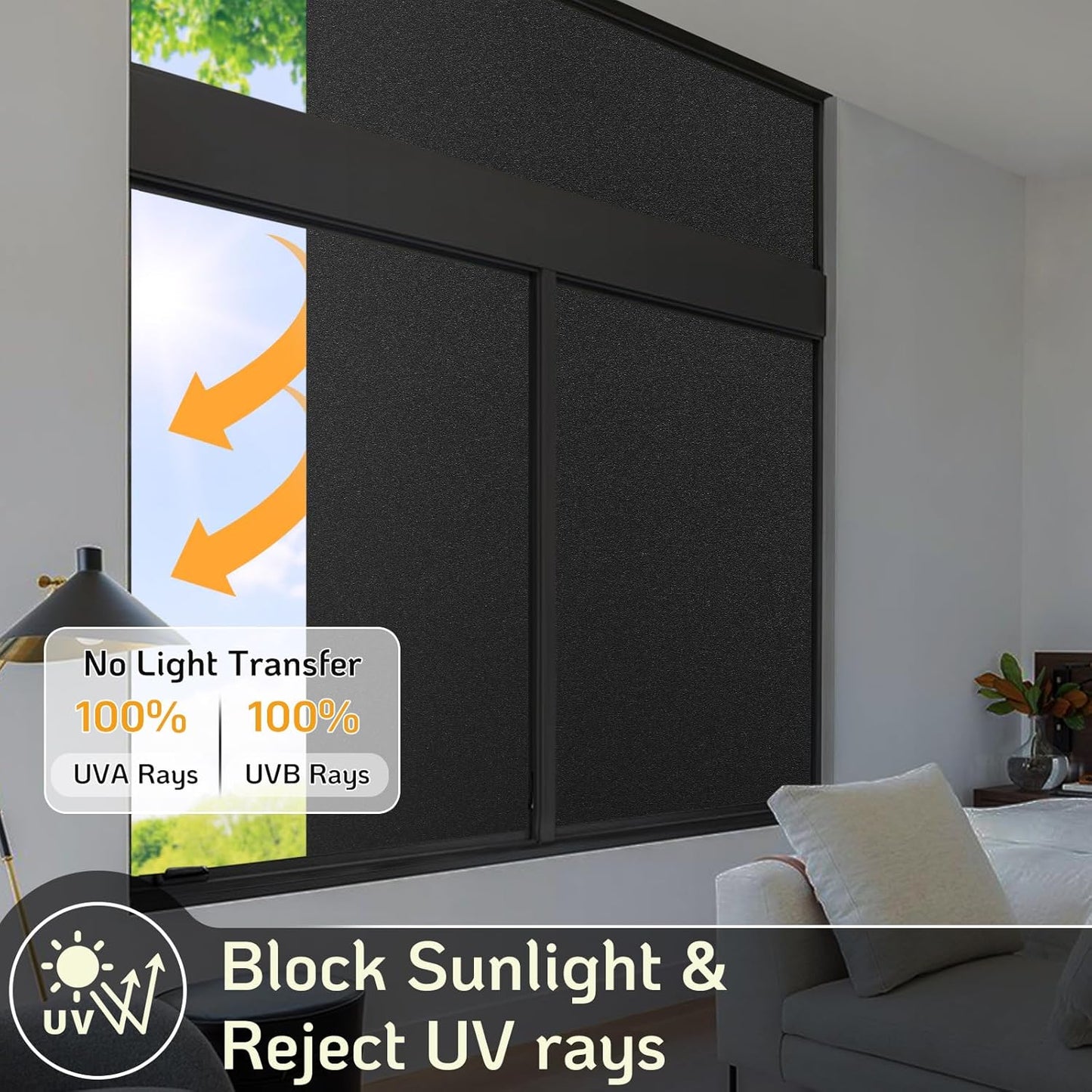 LUTE Window Privacy Film, Frosted Glass Window Film for Bathroom, Static Cling Removable Heat Control Glass Coverings, Non Adhesive Opaque Door Sticker for Home Office (Pure, 17.5" x 78.7")