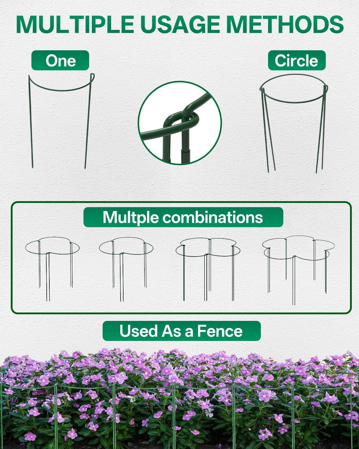 8 Pack 24 In Plant Support Stakes, Peony Cages And Supports with 15 Lables | Rust-proof Metal Plant Stakes, Adjustable Plant Supports For Outdoor Plants, Peony Cage, Flower Stakes for Plants，Hydrangea