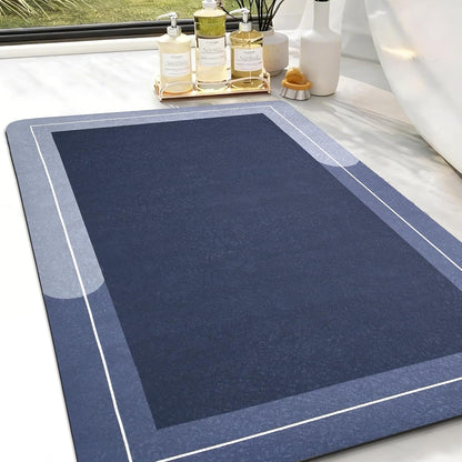 Diatomaceous Earth Bath Mat Super Absorbent Quick Dry Bath Mat, Bathroom Rugs Non Slip Washable, Thin Dark Gray Bathroom Floor Mats-Shower Rug for in Front of Bathtub Shower, Easy Care, 15.7"x23.6"