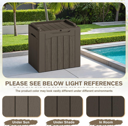 JUMMICO 31 Gallon Resin Deck Box Waterproof Indoor Outdoor Storage Boxes for Patio Furniture Cushions and Garden Tools (Brown)