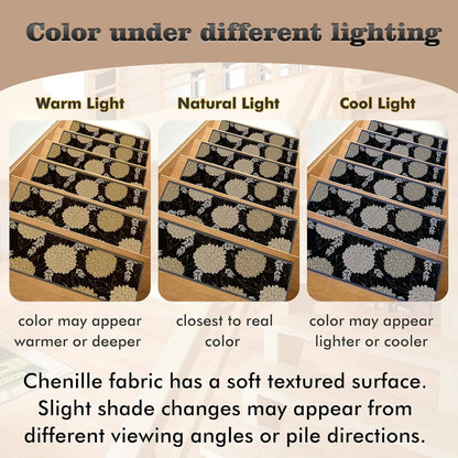 Non-Slip Carpet Stair Treads 15PCS, 8"x30" Peel and Stick Stair Runner for Wooden Steps Indoor, Washable Reusable Adhesive Backing, Pet-Friendly Safety Mats for Kids, Elders, Dogs