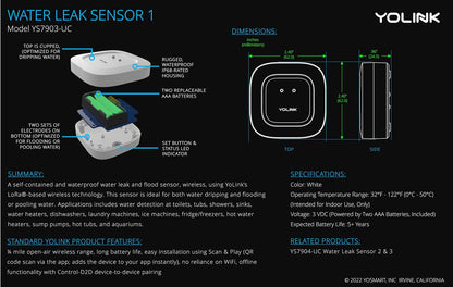 YoLink Smart Water Leak Protection System Kit: Bulldog Valve Robot, Smart Valve Controller 2, 3 Water Leak Sensors, Hub