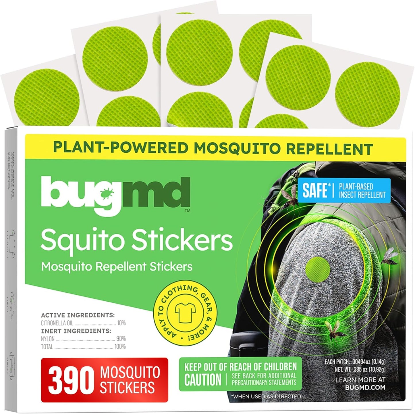 BugMD Squito Stickers Mosquito Repellent Patch Stickers for Adults (78 Patches), Safe & Effective Insect Repellent Patches for Toddlers, Kids, Camping, Beach & Outdoor Essentials