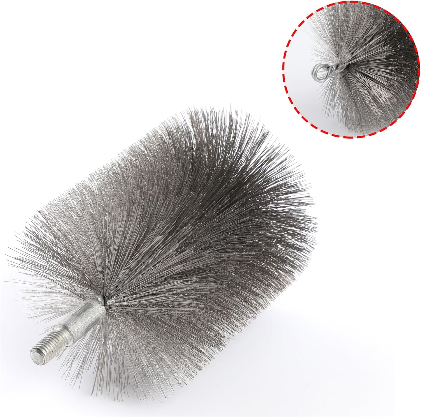 50-inch Long Tent Wood Burning Stove Pipe Cleaning Brush with Stainless Steel Bristles, and Chimney Cleaning Wire Brush with 4 Flexible Rods, 2.5'' Brush Heads