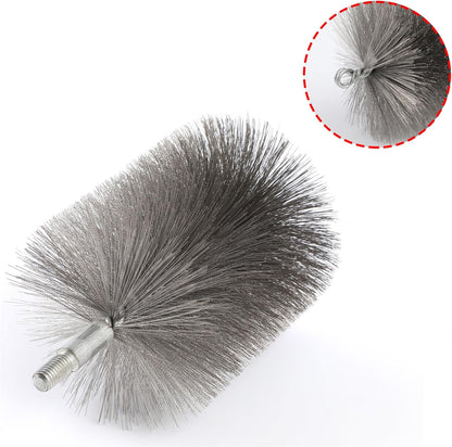 50-inch Long Tent Wood Burning Stove Pipe Cleaning Brush with Stainless Steel Bristles, and Chimney Cleaning Wire Brush with 4 Flexible Rods, 2.5'' Brush Heads