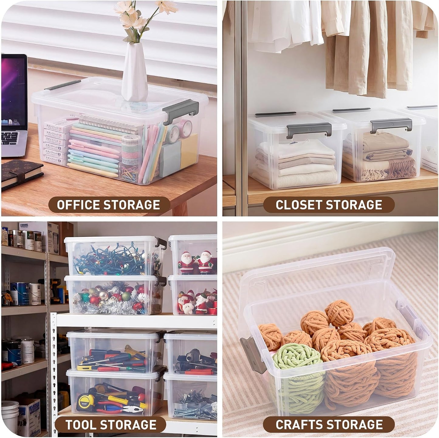Citylife 57 QT Plastic Storage Bins with Double-Opening Lids, Storage Containers for Organizing, Large Clear Storage Box for Closet, Blankets, 2 Packs