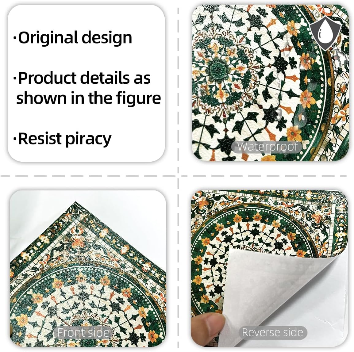 10-Pack Peel and Stick Backsplash Tiles, 7.87”x7.87” Waterproof Vinyl Self-Adhesive Wall Tiles, Easy DIY No-Grout Wall Covering for Kitchen, Bathroom, Apartment & RV