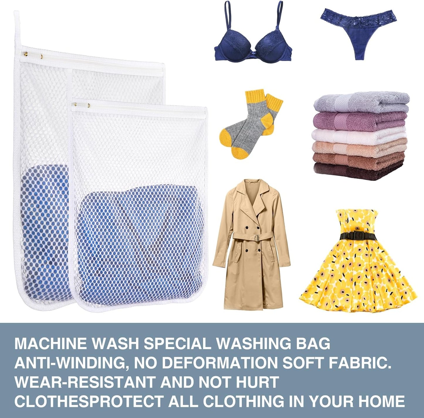 3 pcs Durable Honeycomb Mesh Laundry Bags for Delicates 3 Medium (12" x 15")