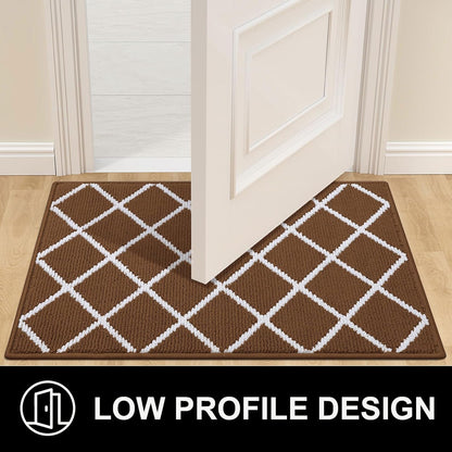 Finchitty Indoor Door Mat, Dirt Resistant and Absorbent, Low-Profile, Non-Slip, Washable Inside Floor Mats for Front Door, Back, and Entrance, 32" x 20", Grey