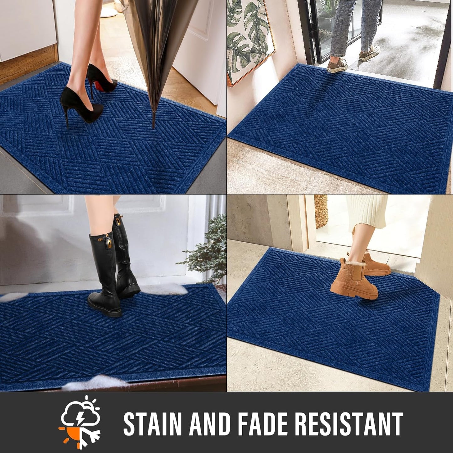 HIYARD Sturdy Front Door Mat, Absorbent Muddy Dirt Resist Welcome Door Mats Outdoor Indoor, Stain and Fade Resistant, Non-Slip Rubber Backing Low Profile Doormat for Entryway, 30×17, Beige