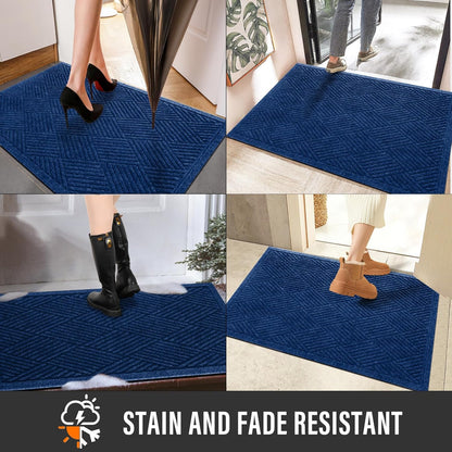 HIYARD Sturdy Front Door Mat, Absorbent Muddy Dirt Resist Welcome Door Mats Outdoor Indoor, Stain and Fade Resistant, Non-Slip Rubber Backing Low Profile Doormat for Entryway, 30×17, Beige