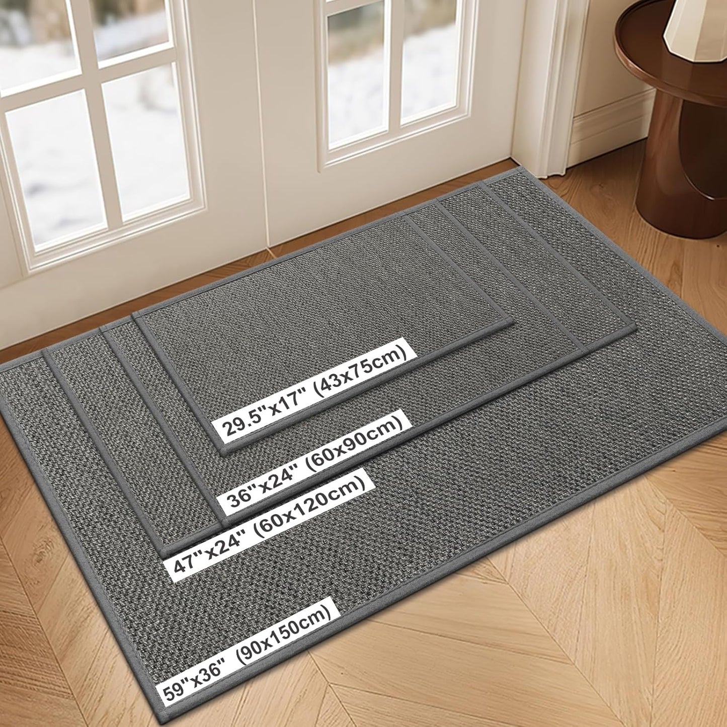 LEKEEPGO Door Mat 17"x29", Non Slip Door Mat Indoor Entrance, Rubber Backing Indoor Door mats Washable Absorbent Low-Profile Doormat Front Entryway Entry Resist Dirt Inside Door Mats, Khaki