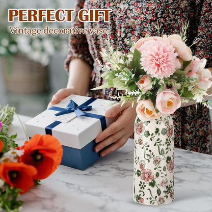 2 Pcs Ceramic Small Vase Rustic Farmhouse Vase Boho Vases Home Decoration for Your Kitchen Bedroom Office Bathroom & Shelf Centerpiece Table Decorative(Simplicity)