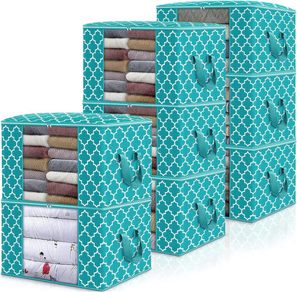 WISELIFE Storage Bags, Large Blanket Clothes Organization and Storage Containers for Bedding, Comforters, Foldable Organizer with Reinforced Handle, Clear Window,Sturdy Zippers,(Grey, 3 x 100L)