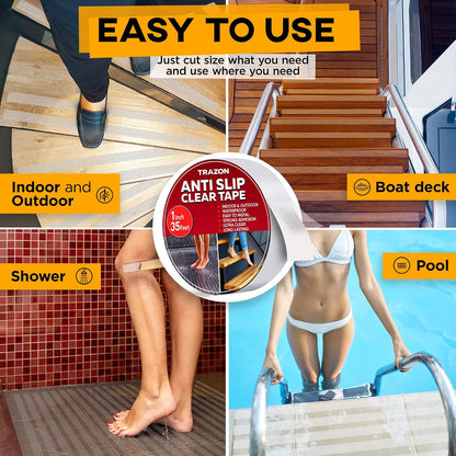 Grip Tape - Heavy Duty Anti Slip Tape for Stairs Outdoor/Indoor Waterproof 4Inch x 35Ft Safety Non Skid Roll for Stair Steps Ramp Traction Tread Staircases Grips Adhesive Non Slip Strips Walk Black