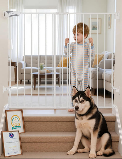 Babelio Baby Gate for Stairs, Kitchen & Doorways, No Bottom Bar| One-Handed Operation| Auto-Close| Hardware Mount (Drill Needed) Safety Dog/Pet Gate (Black - B17, 26-43" W, 28" H)