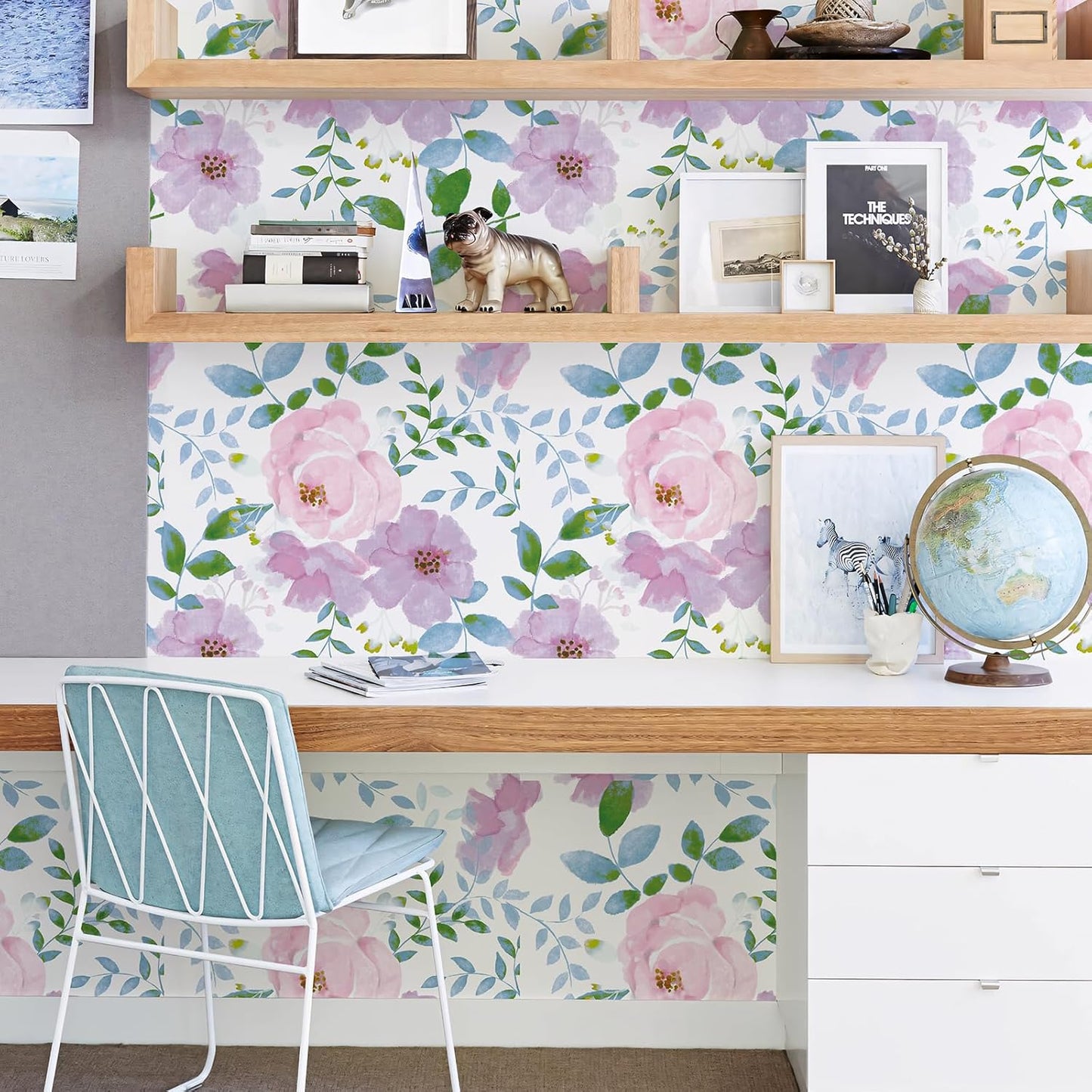 Removable Peel and Stick Wallpaper Boho 17.5 x 118 in Floral for Bedroom Bathroom Easy Peel Off Stick on Wallpaper Contact Paper Renter Friendly Wall Paper
