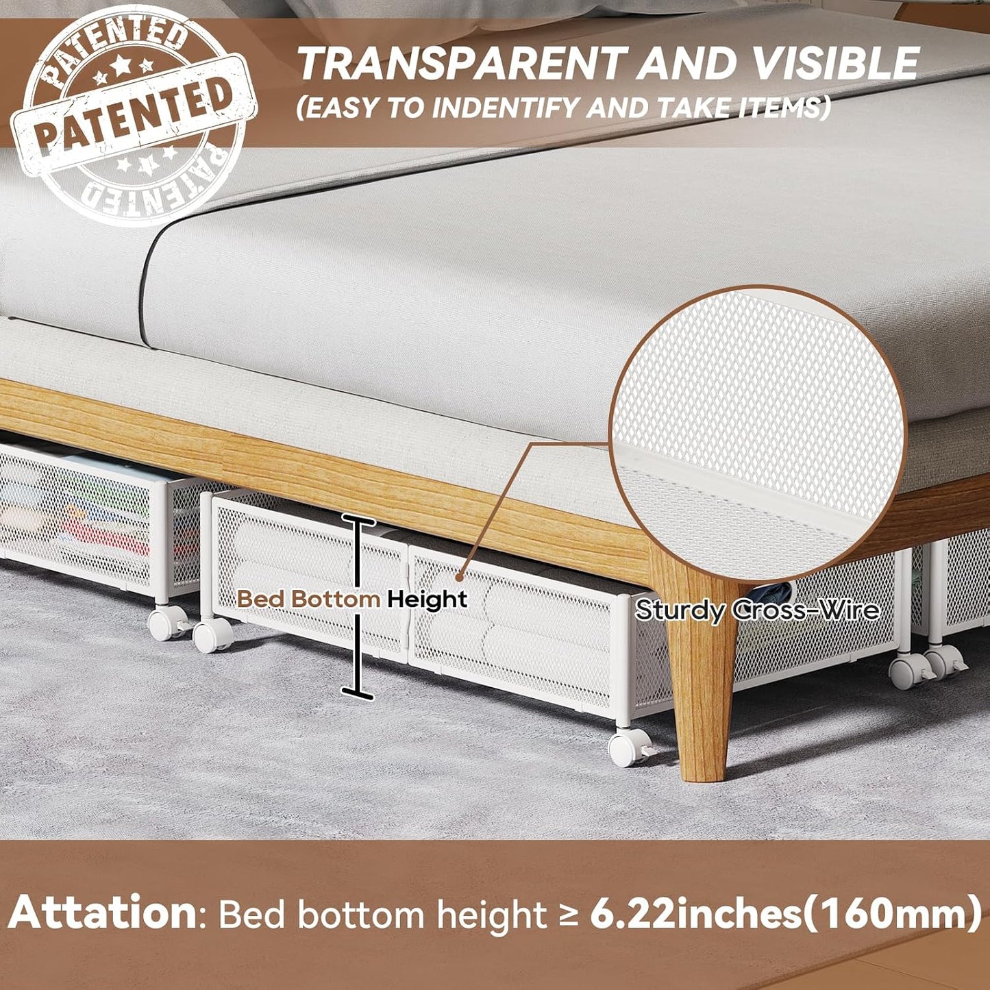 Under Bed Storage, Under the Bed Storage Containers with Wheels, Under Bed Shoe Storage Organizer Drawer for Bedroom Clothes Shoes Blankets -2Pack