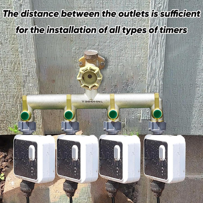 Heavy Duty Brass Garden Hose Splitter, 2-Way Faucet Splitter with 2 Extended Metal Handles, Outdoor Hose Splitter, GHT 3/4-Inch Heavy Duty Hex Female Inlet and 3/4-Inch Male Outlet, Nickel Plated