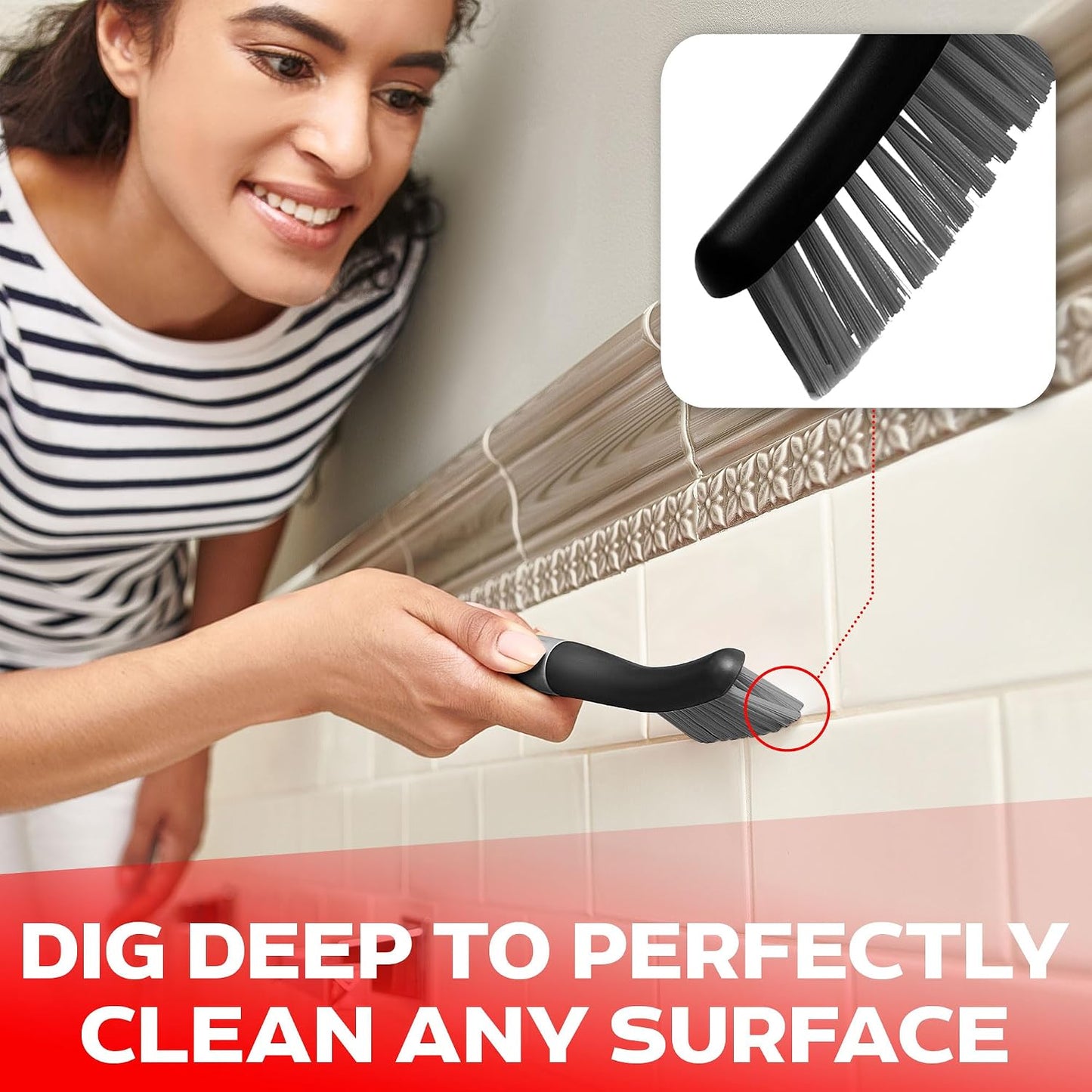Scrub Brush Set of 3pcs - Cleaning Shower Scrubber with Ergonomic Handle and Durable Bristles - Grout Cleaner Brush - Scrub Brushes for Cleaning Bathroom/Shower/Tile/Kitchen/Floor/Bathtub/Carpet, Blue