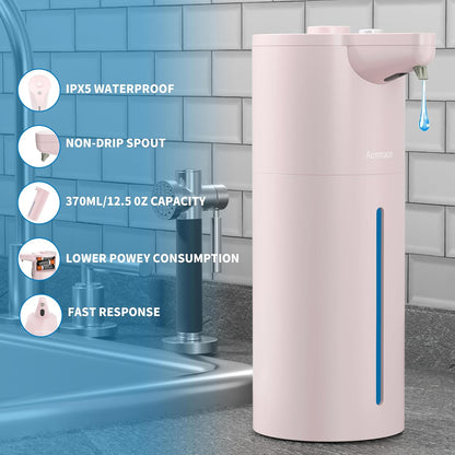 Aunmaon Automatic Soap Dispenser Touchless, Hands-Free, Multi Adjustable Volume, Long Battery Life, Compatible with Thick & Thin Dish/Hand Soap for Bathroom and Kitchen, Easy for Toddlers, Black