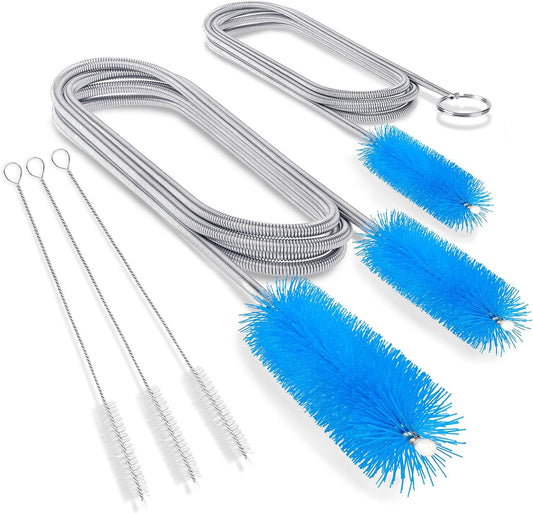 SARDVISA Drain Cleaning Brush, 66 Inch Double Ended Flexible Pipe Tube Cleaner with 3 Straw Brushes, Long Nylon Bristle Brush for Kitchen Sink, Bathroom, Shower Drain, and Pipe Buildup