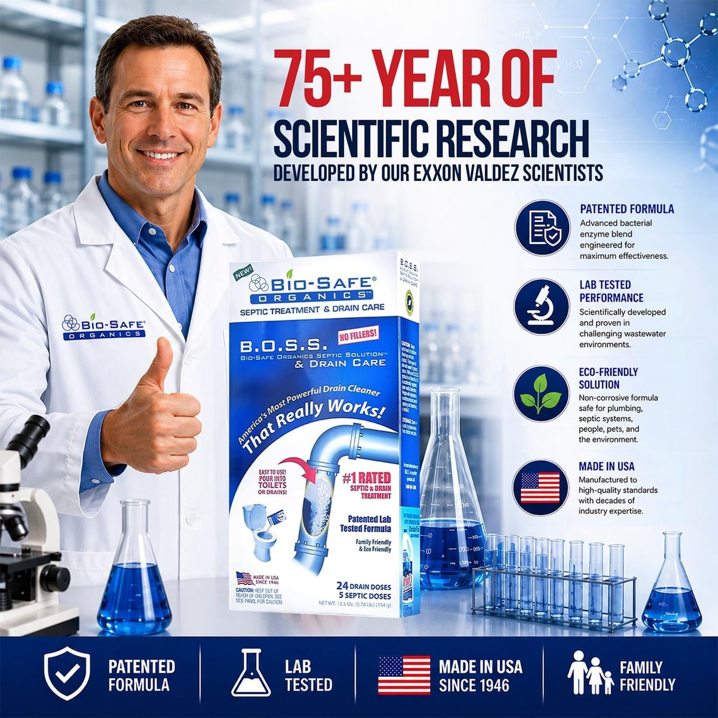 DrainFix & Septic Restorer – 32 oz Enzyme Septic Tank Treatment & Drainfield Restoration – Organic Drain Cleaner for Sewer Lines, RV & Home Plumbing – Safe for Pipes & Septic Systems