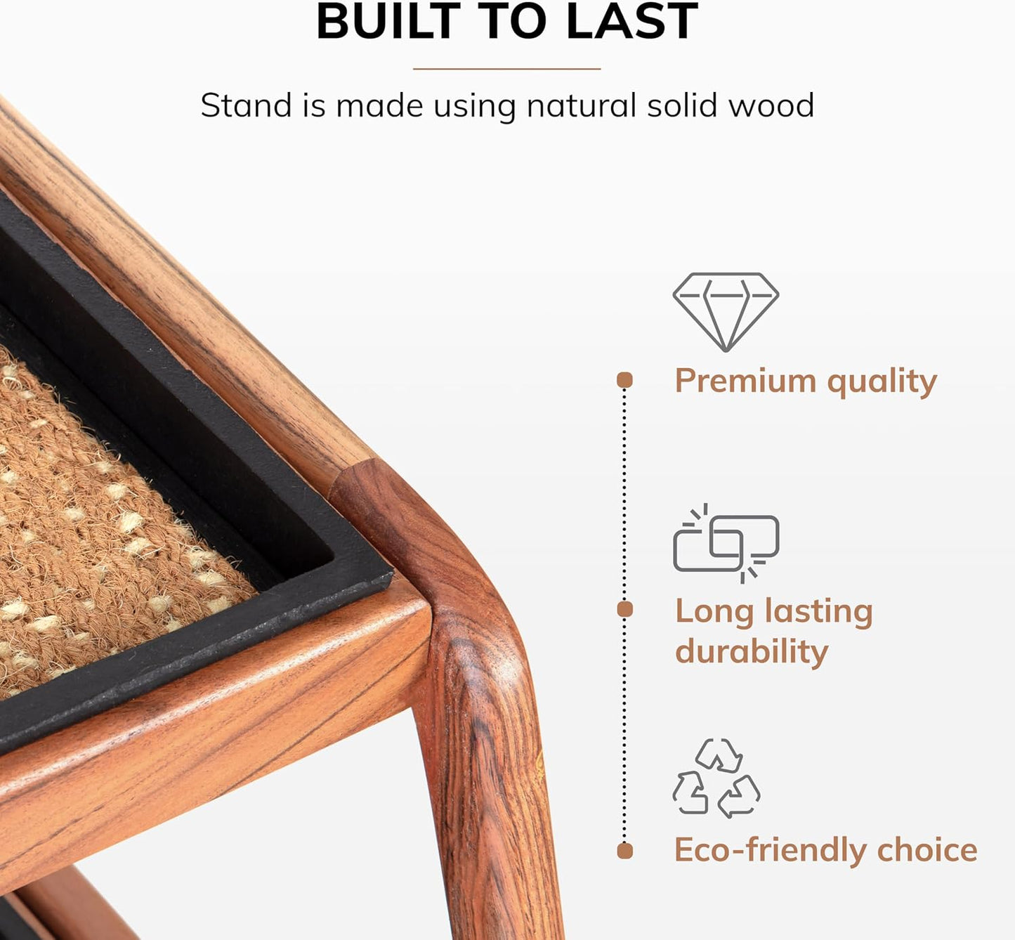 Anji Mountain Heavy Duty Waterproof Wooden Shoe Storage Mat Organizer/Boot Storage Tray Multi Use for Entryway with Coir, Tan Rectangle Embossed Insert, 1 Tier, Fits 2 Pair (26.5" Wide)