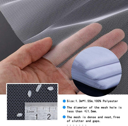 DIY Window Screen Curtain, 2 Packs of Mesh Netting 51 * 61 inches with [Upgrade] Self-Adhesive Hook Tapes & Cutter, Suitable for Multiple Windows, White (Set of 2)