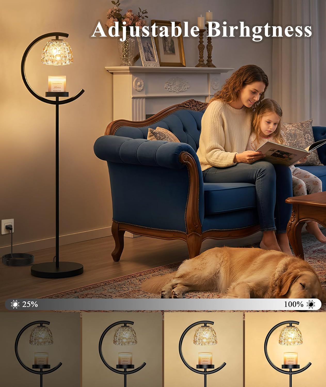 seenlast Candle Warmer Floor Lamp with Timer and Dimmer | Standing Electric Wax Melt Warmer for Home Decor, Living Room & Bedroom | Birthday Gifts for Women, Mom & Girlfriend