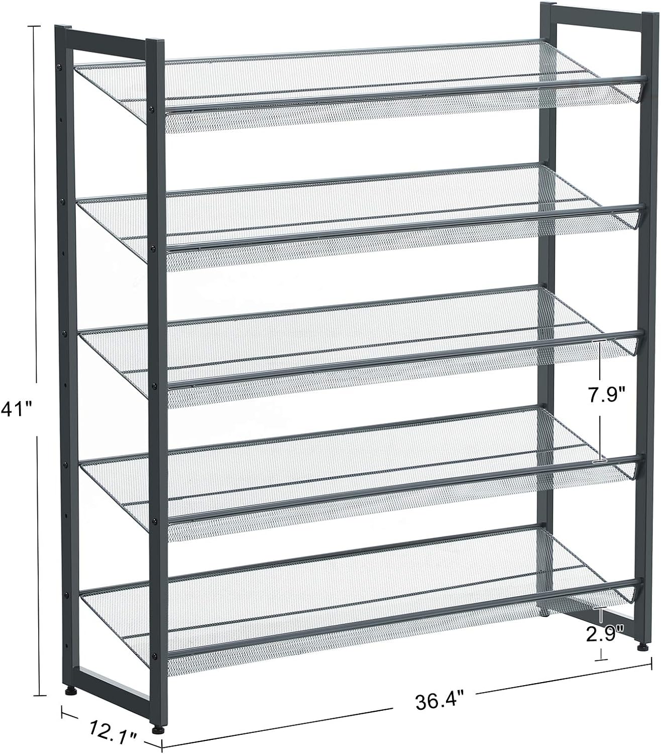 SONGMICS Shoe Rack, 12-Tier Shoe Organizer, Metal Shoe Storage for Garage, Entryway, Set of 2 6-Tier Stackable Shoe Shelf, with Adjustable Flat or Angled Shelves, Holds 48-60 Pairs, Black ULMR12B
