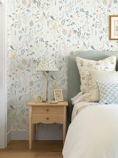 Dimoon 17.3''x78.7'' Vintage Peel and Stick Wallpaper Boho Beige Neutral Contact Paper White Floral Bird Wallpaper Removable Botanical Renter Friendly Modern Wall Paper Bedroom Bathroom Vinyl Roll