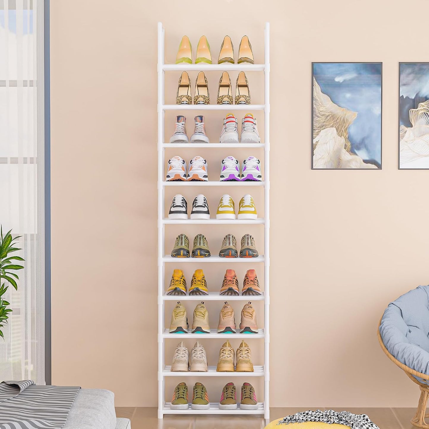 OYREL Sturdy Metal Organizer for Narrow Closets, Shoe Shelf Stand