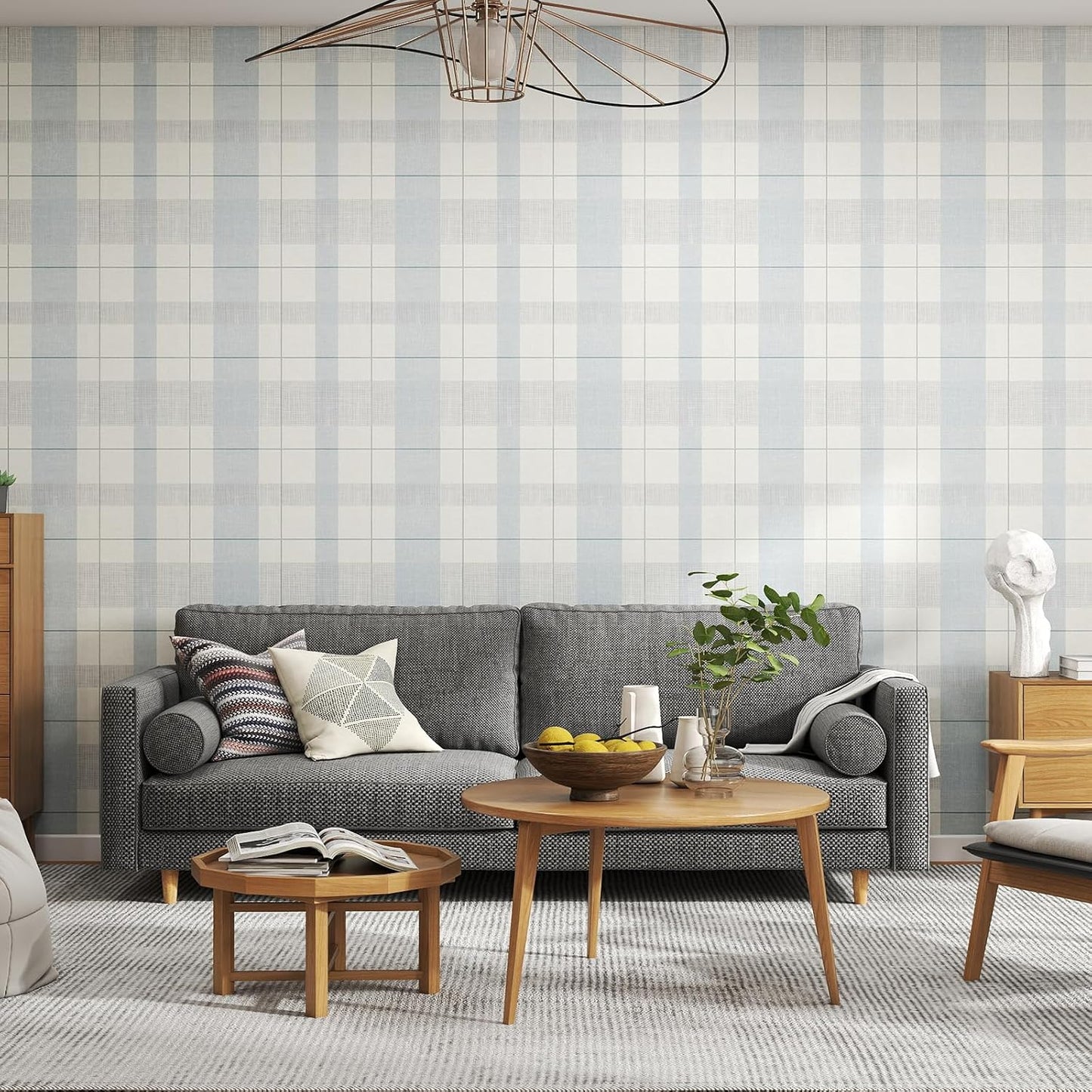 Modern Peel and Stick Wallpaper 17.3" x 78.7" Self Adhesive Wallpaper Textured Neutral Stripe Contact Paper Removable Vinyl Wall Paper for Living Room Bedroom Accent Wall Modern Minimalist Wall Decor