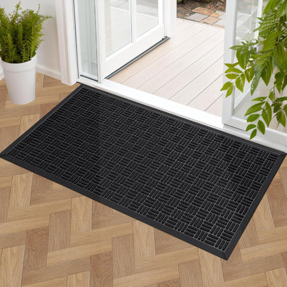 Mibao Front Door Mat, Heavy Duty Durable Welcome Mat for Outdoor Indoor, Dirt Trapper Waterproof Super Absorbent Door Mat for Entryway Outside Patio Porch, 29.5" x 17", Grey