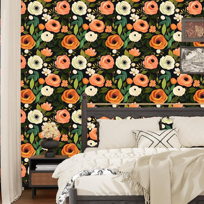 Danodoi Yellow Floral Wallpaper Peel and Stick Vinyl Wallpaper Stick and Peel Colorful Contact Paper for Cabinets Waterproof Self Adhesive Wall Paper for Kitchen Countertop Wall 17.5" x 118"