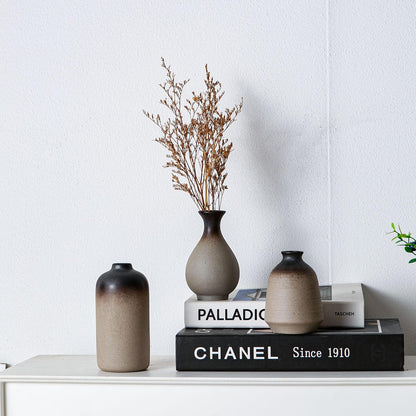 Tanvecle Small White Vases, Ceramic Bud Vase Set of 5, Mini Pottery Vases for Pampas Grass, Flowers, Decorative Vases for Home Modern Decor, Rustic Decor, Veses for Living Room Dining Table Shelves
