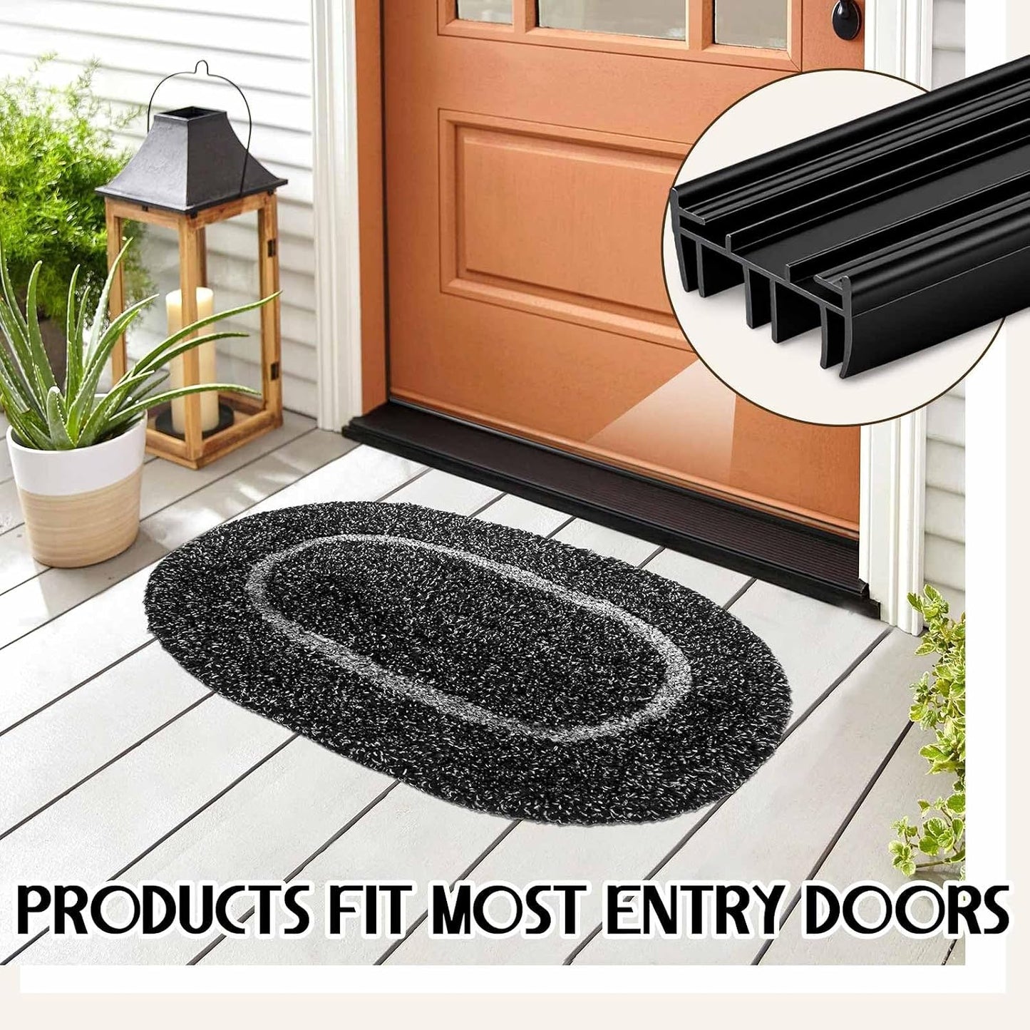 Pushglossy 2 Pcs 36" Double Bubble Kerf Door Sweep 1-3/4" Wide Vinyl Weatherstrip Seal for Exterior Doors, Energy Efficient Draft Stopper, Easy Slide in Installation, Blocks Dust/insects/noise (White)