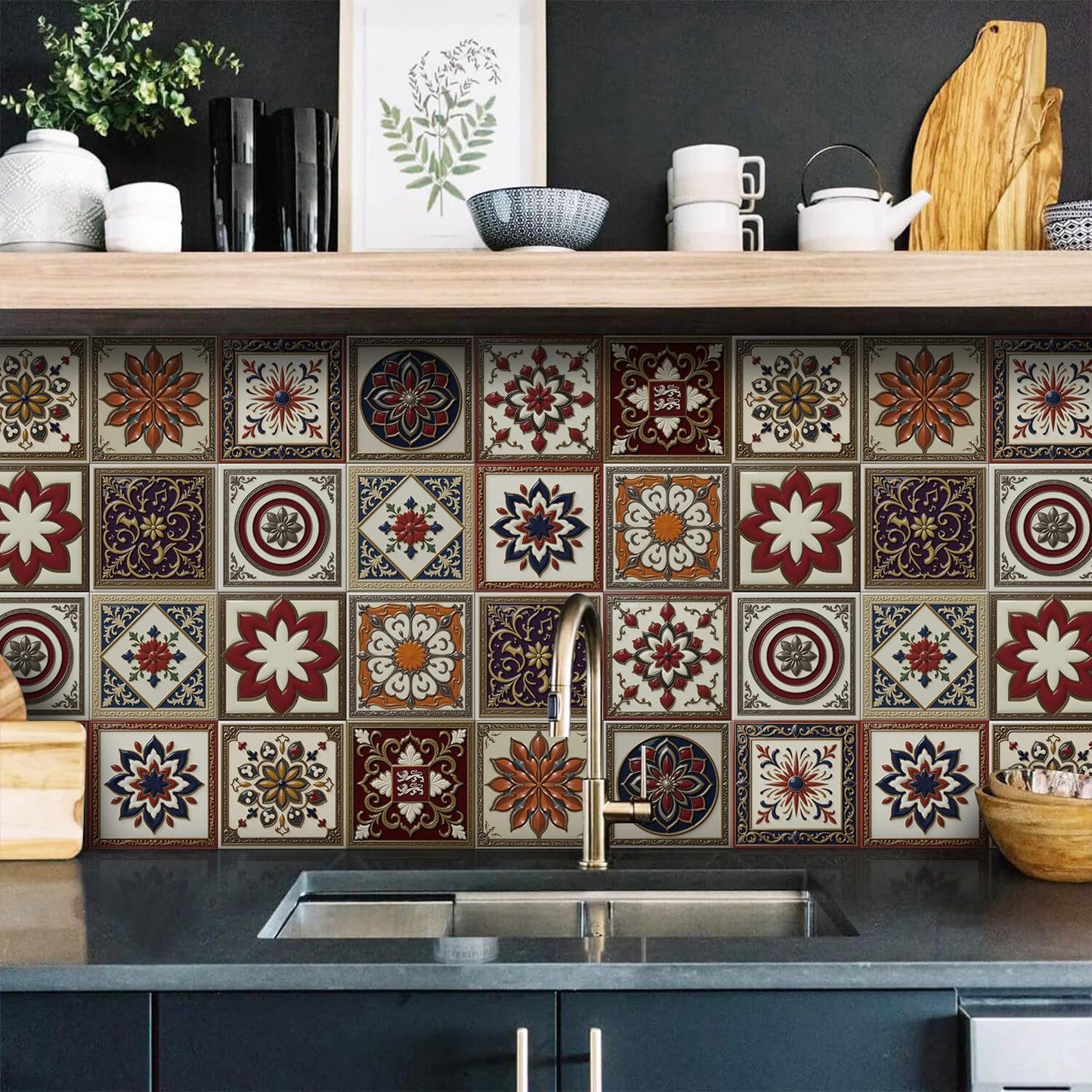 Peel and Stick Backsplash Tile Sticker for Kitchen and Bathroom Walls - 24 Removable 5.9"x5.9" Tiles, Waterproof